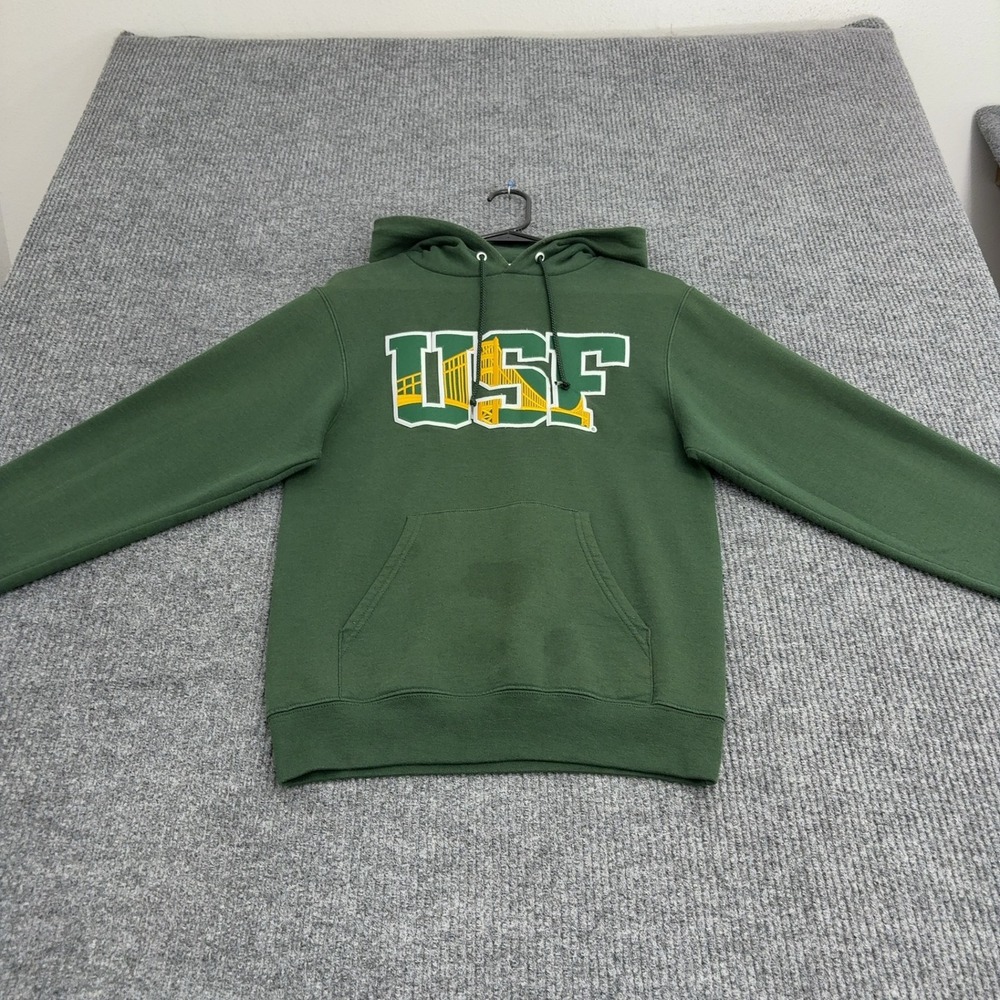 USF Champion Hoodie Mens XS Green Cotton Blend Graphic Pullover Sporty